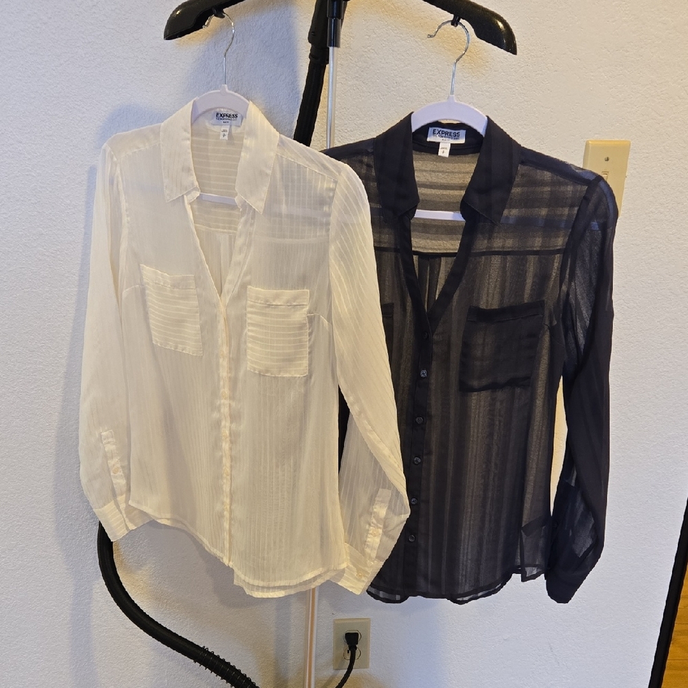 Express Sheer Blouses in White and Black